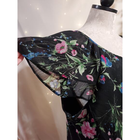 Roz & Ali Sheer Dark Floral Layered Blouse Sz 2X Black Whimsigoth Fairy Grunge - Picture 7 of 12